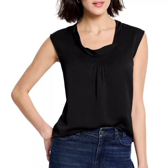 108$ NIC+ZOE Scoop Neck Twisted Collar Pullover Top Sleeveless Size S Black - Picture 1 of 1